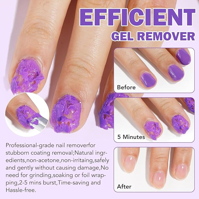 2 Pack Gel Nail Polish Remover, Gel Polish Remover Kit- Quickily and Easily Removes Gel Nail Polish at Home in 2-5 Mins - No Need for Foil, Soaking or Wrapping,0.5 Fl Oz