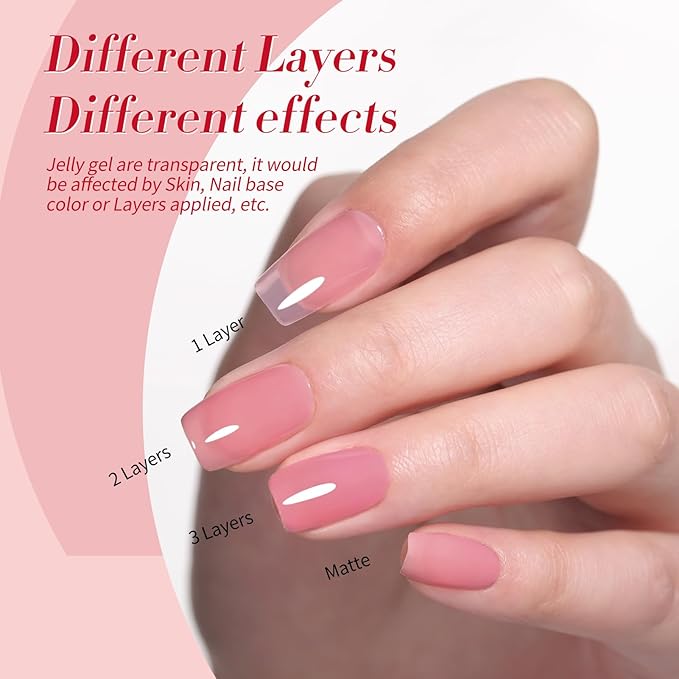 Born Pretty Gel Nail Polish Pink Nude Series,Jelly Transparent,Cat Magnetic Eye,Shimmer Glitter Holographic Pink Nude Gel Polish Kit for Salon Manicure and Nail Art DIY at Home 6Colors