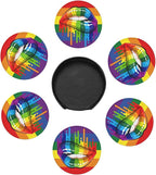 LGBT Pride Lips Drinking Coasters PU Leather Coaster - Image 4