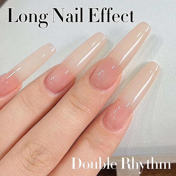 Double Rhythm Gel Polish 15ML Jelly Sheer Pastel Light Milky Color Pearl White Bottle 1 PC 0.5 OZ Full Size Nail Art Salon at Home (Nude-D1358)