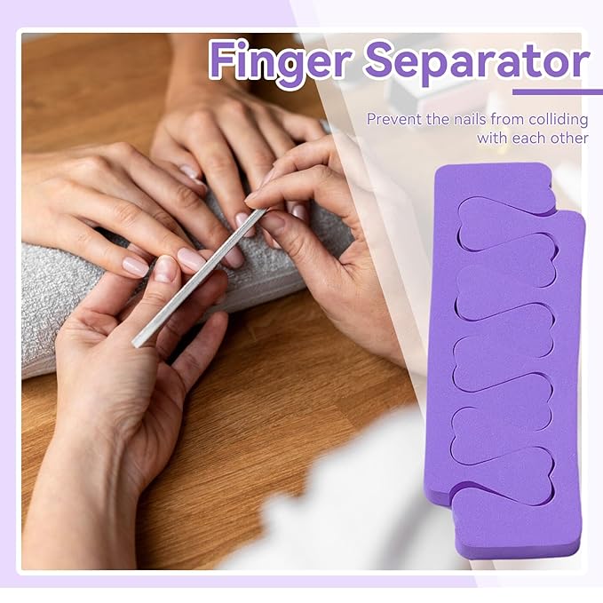 100PCS Sponge Toe Separator, Soft Toe Spreader Nail Art Finger Separator Divider Spacer Manicure Pedicure Tool for Nail Polish Salon Supplies (Purple)
