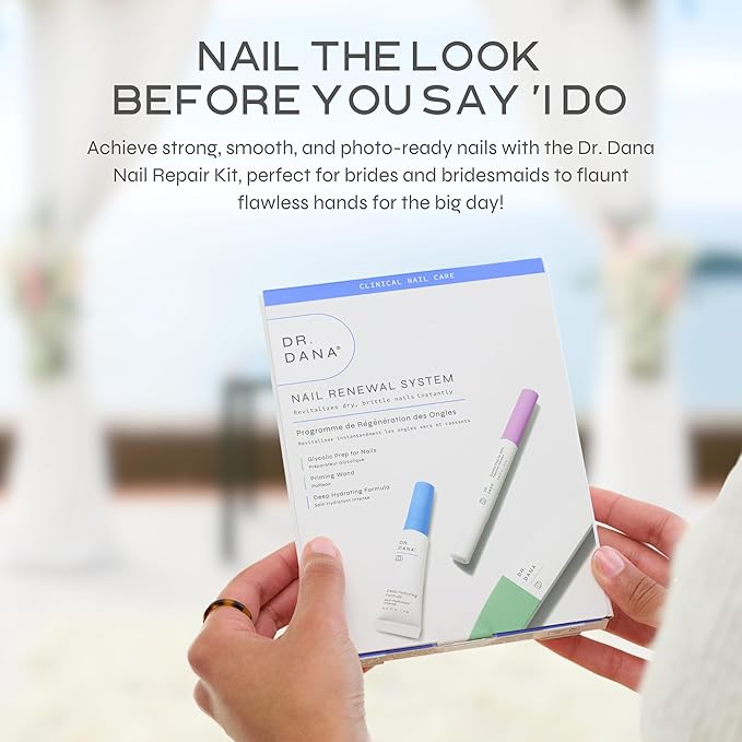 Dr. Dana Nail Repair Kit for Damaged Nails – Strengthening & Exfoliating Treatment with Glycolic Acid, Nail Primer, Hydrator & Priming Wand for Shiny, Healthy Nails, Halal Certified Nail Care Kit