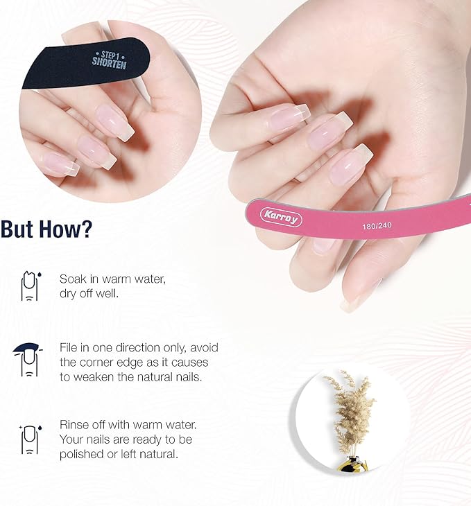 Nail File 20pcs Dual Sided Nail Files for Natural Nails Emery Boards Nail Filer for Acrylic Nail 180/240 Grit