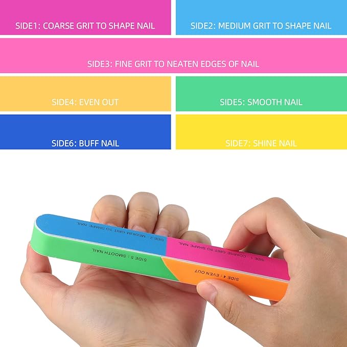 20 Pcs 7 Way Nail Buffer Blocks Nail Files Buffing Block for Shaping & Shining Natural Nails Manicure Tool
