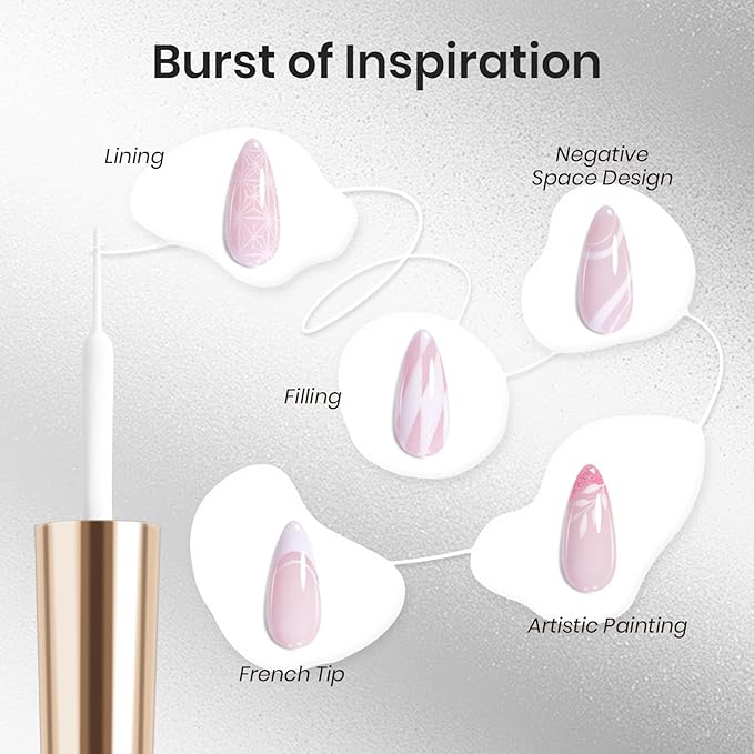 Beetles White Gel Liner Nail Polish 7ml French Tip Gel Polish White Nail Art Painting for Thin Line Nails Design Nails Stuff Soak off Uv Lamp Manicure Salon Gifts for Women