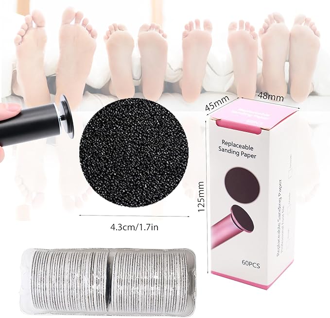 60 Pieces Replacement Sandpaper Pad Disks Discs for Professional Electric Foot File Callus Remover Machine Foot Hard Dead Skin Removal(Extra Coarse 80 Grit)