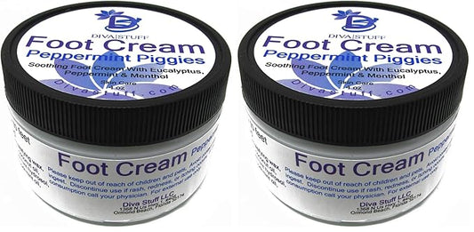 Diva Stuff Peppermint Piggies Soothing Foot Cream w/Eucalyptus, Peppermint & Menthol (Pack of 2)