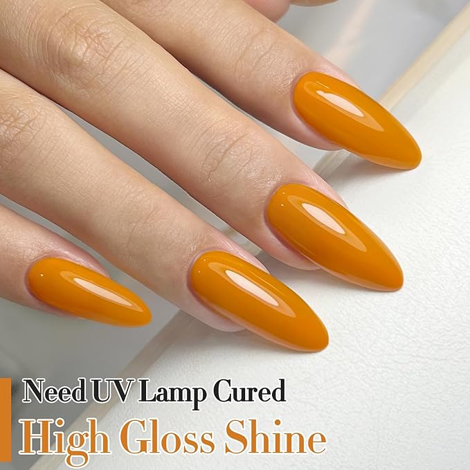 Double Rhythm Gel Polish 15ML Jelly Sheer Pastel Light Milky Color Pearl White Bottle 1 PC 0.5 OZ Full Size Nail Art Salon at Home (Ginger Yellow-D1098)