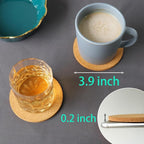 9Pcs Cork Coasters, Tivnhuils 3.9 inch Coasters - Image 3