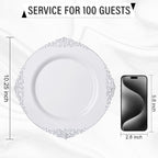 Nervure 100Pcs 10.25'' Silver Plastic Plates, Party Plates - Image 3