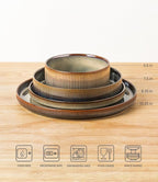Ceramic Dinnerware Set for 4, 16-Piece Plates and Bowls Set | Lightweight - Image 2