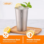 VINUR Stainless Steel Cups-20 oz Stackable Metal Drinking Glasses 8 Pcs | 20 oz - Image 3