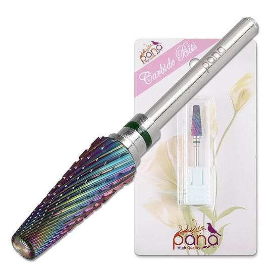 PANA 5-in-1 Pro Upgraded Multi-Function Drill Bit 3/32" Shank Size - (Rainbow, 2X Coarse to 2X Fine) - Mix Size Tungsten Drill Bit Fast Remove Acrylic Hard Gel Nail for Manicure Pedicure