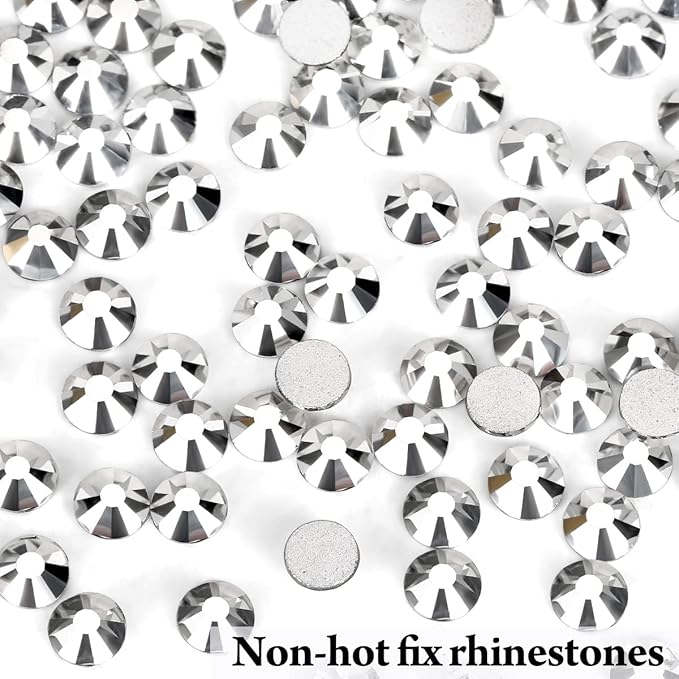 Novani Rhinestones 3000Pcs Flatback Crystal Round Loose Gemstones Glass Rhinestones for Crafts Makeup Nail Art Clothes Shoes DIY Decorations(SS8, 2.3-2.5mm,Sliver)