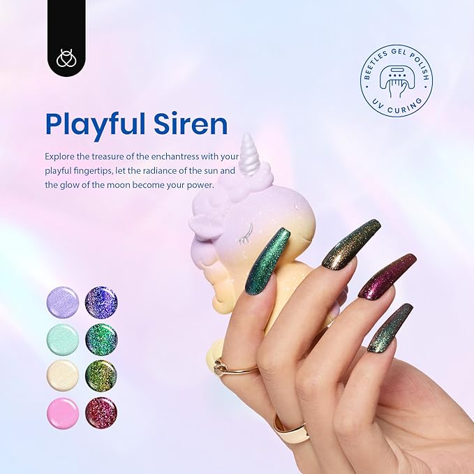 Beetles Glitter Gel Nail Polish Set – 6 Colors Soak Off UV LED Sparkle Gel Polish Kit, Purple Yellow Green Red Pink Glitter Nail Gel for Nail Art, Overlay or Base DIY Manicure and Salon Use