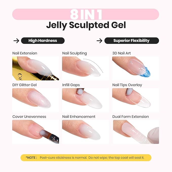 Beetles Hard Gel,Ivory Veil 1 oz 9 in 1 Nail Extension Sculpting Apex Building for Salon Professionals,Jelly White Builder Christmas Nails Gel,UV & LED Lamp Needed