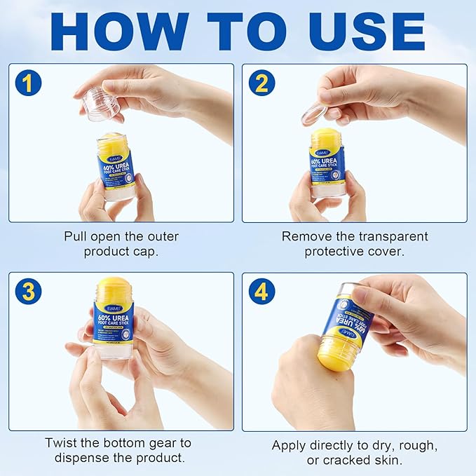60% Urea with 2% Salicylic Acid Urea Foot Care Stick, Foot Cream Stick for Dry Cracked Heels, Feet Callus Remover, Hands Knees Exfoliating Dead Skin,Callus Remover & Skin Softener -1.41oz