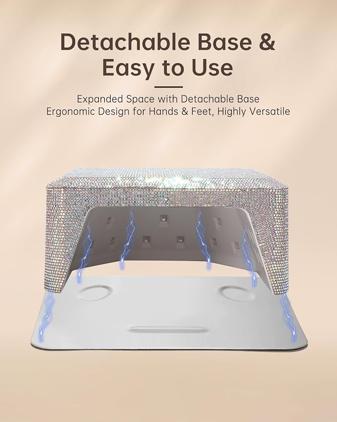 UV Nail Lamp, Rechargeable LED Nail Lamp Sparkly Gel Polish Light 4 Timer Setting Professional Quick Dry Curing Lamp with Display Auto Sensor for Salon & Home