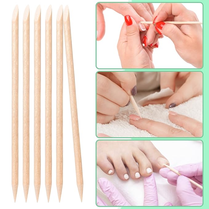 Noverlife 500PCS Orange Wood Nail Sticks, Double Sided Cuticle Pusher Remover, Disposable Cuticle Sticks for Manicures & Pedicures, Wooden Nail Art Cuticle Pusher Remover Set for Home & Salon Manicure