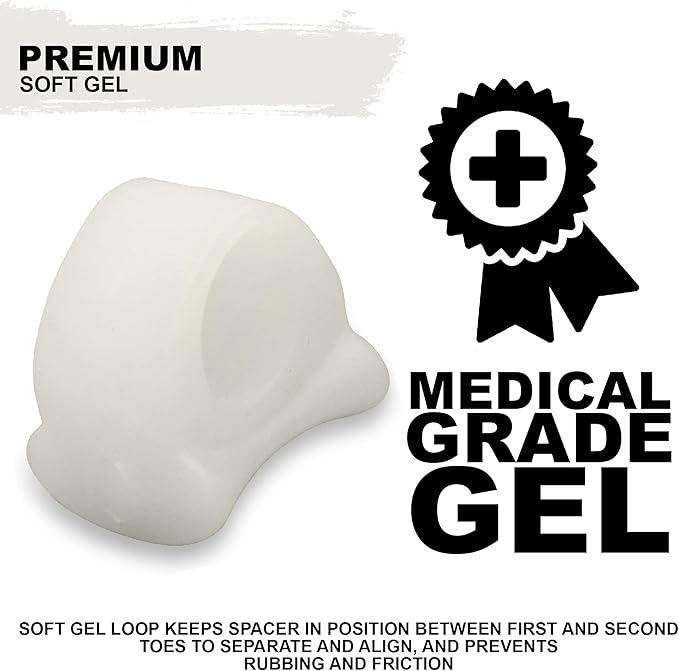 Mars Wellness Gel Toe Separator and Toe Spacers - Bunion, Hammer Toe, Overlapping Toes, Toe Spreader and Toe Corrector for Men and Women - 4 Pack - White Small