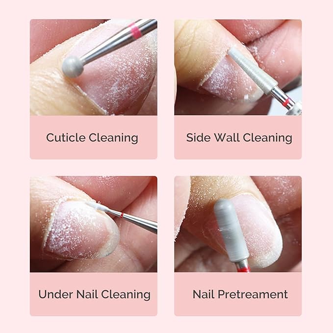MelodySusie 5mm Inverted Tapered Cuticle Clean Nail Drill Bit 3/32'', Professional Safety Carbide Diamond Under Nail Cleaner for Cuticle Dead Skin Nail Prepare, Beginners Bits, Series Bit-S, Medium