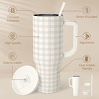 SANDJEST Grey Gingham 40oz Slider Tumbler - Image 2