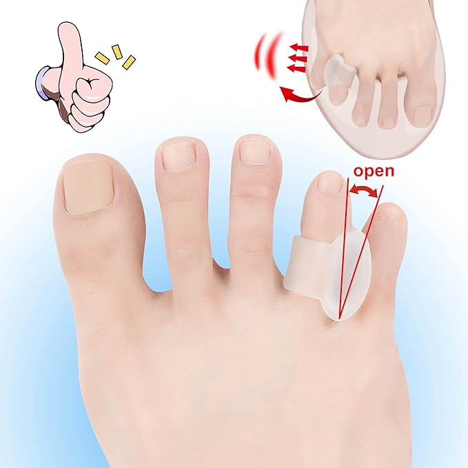 Pinky Toe Separators, Translucent Gel Toe Protector Spreader Small Silicone Toe Spacers, Cushions for Curled Overlapping Separate Toe Correct
