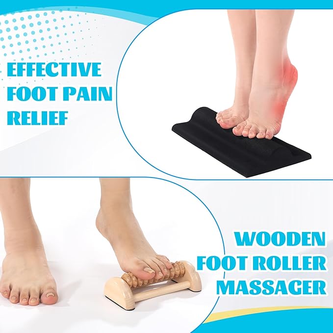 8 Pcs Toe Stretcher Kit Includes Foot Stretcher Pad Foot Roller Toe Separators and Bands for Bunions, Hallux Valgus Corrector for Women Men, Heel Spurs Tendonitis Relief Set