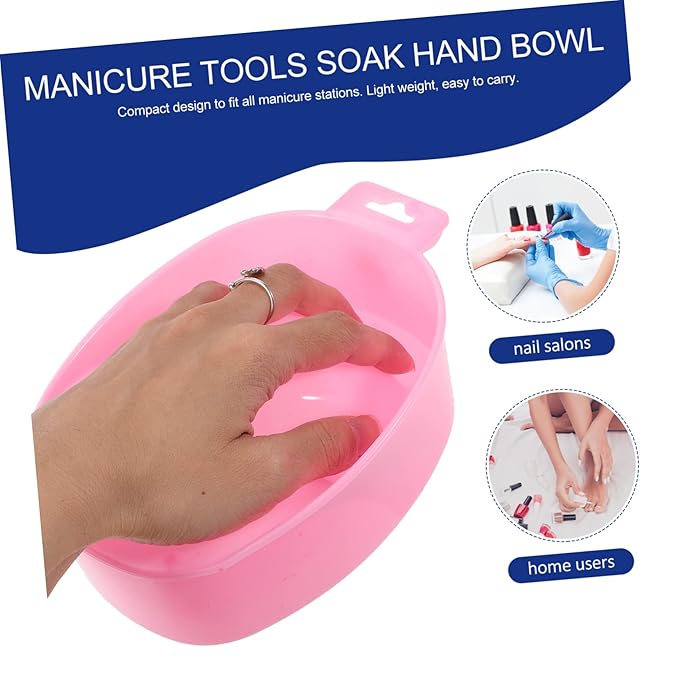 1pc Single-layer Nail Soaking Bowl for Manicure Care Rectangular Design Watermelon Red for Nail Treatment and False Removal