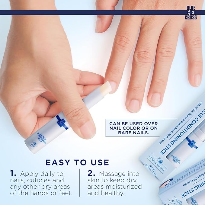 Blue Cross Cuticle Balm Conditioning Stick, Scented Cuticle Softener Oil Balm with Nourishing Sunflower & Grape Seed Oil, Professional Nail Care Supports Dry + Damaged Cuticles, 0.05oz, Rose