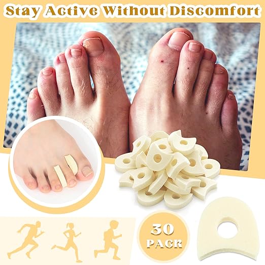 TrelaCo 30 Pcs Foam Toe Separators Spacers for Corn Relieves,1/4 Inch, Pain from Bunions, Blister and Hammer Toe Relief
