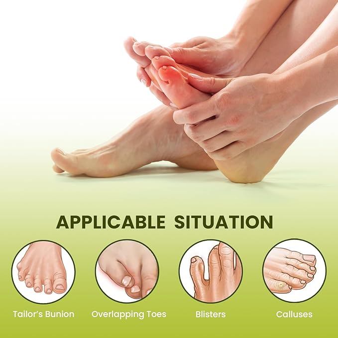 Bukihome Pinky Toe Separator for Women - 12 Pack Gel Tailor's Bunion Corrector Pads, Small Toe Spacers for Overlapping Toes, Calluses, Blisters & Pain Relief