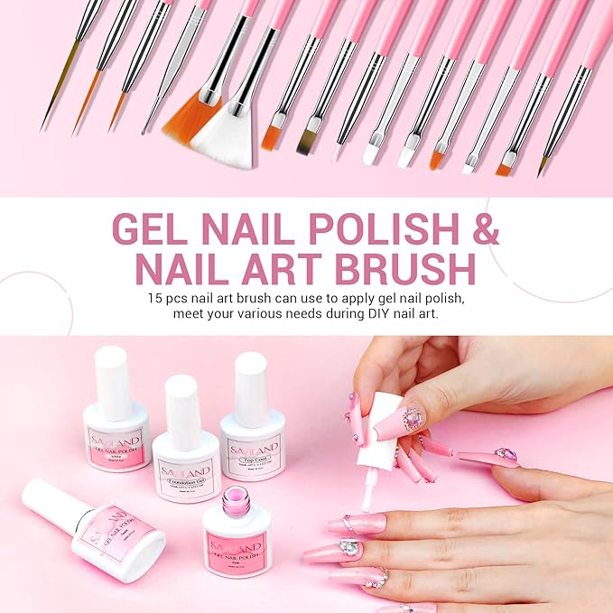 SAVILAND Acrylic Nail Kit with Nail Drill: Nails Kit Acrylic Set Professional Acrylic with Everything U V Light Nail Art Brush Glitter Nail Powder Nail Stuff for Home DIY Salon Use Christmas Gift Set