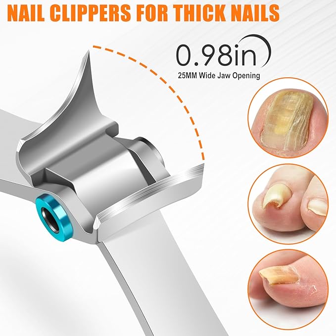 Toenail Clippers for Thick Toenails for Seniors, Heavy Duty Slanted Nail Clippers with Wide Opening, Ingrown Mens Toe Nail Clippers Mess Free Fingernail Clipper with Catcher Gifts for Men Women