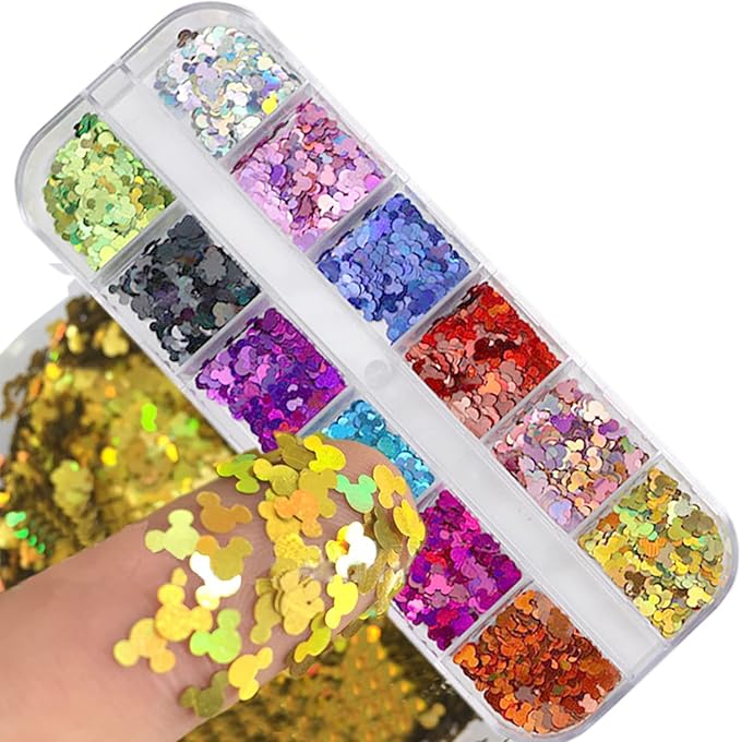 12 Color Nail Glitter Sequins 3D Shiny Flakes - Gold Glitters, Sparkle Decor DIY Craft