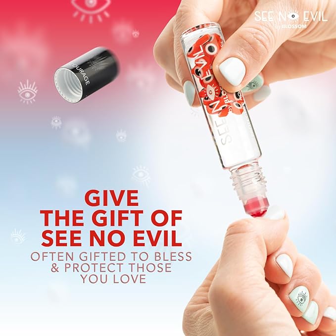 Blossom Cuticle Oil, See No Evil Scented Roll on Cuticle Oil for Nails, Rollerball Application for Nail Support, Cruelty Free, 0.19oz, Courage Rose