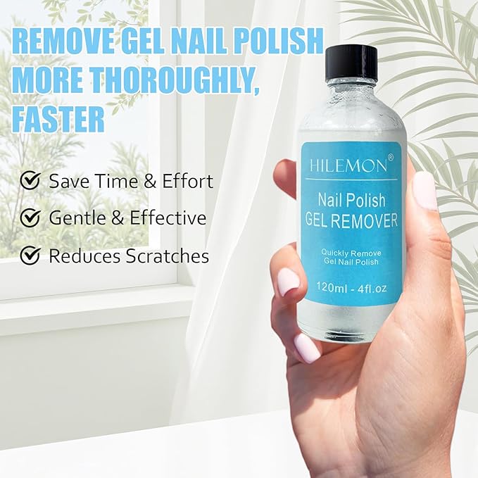 Quick Gel Nail Polish Remover Kit, Easy Remove Gel Polish in 3 Minutes, Safe for Natural Nails with Nail Tools, No Need Soaking or Wrapping, Gel Remover for Nails, Larger Size (120ml)