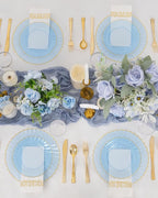 YOUBET 175PCS Clear Blue Scalloped Plastic Plates - Image 6