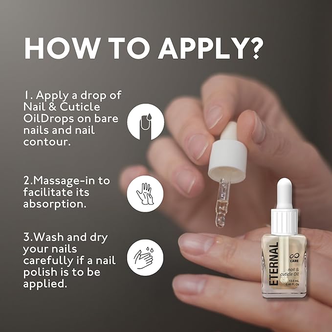 Eternal Acetone Nail Polish Remover & Cuticle Oil Drops - 100% Pure Acetone for All Nail Polish Types, Natural Gel & Acrylic Nail Care Treatment for Damaged Nails, For Men & Women