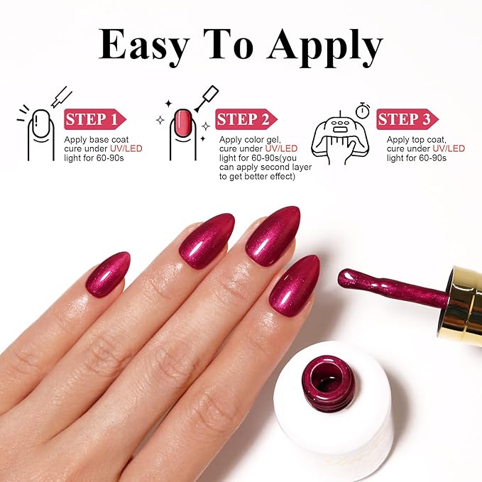 Imtiti Pearl Gel Nail Polish,0.5 Fl Oz Red Glitter Drawing Gel Polish Shell Thread Shimmer Mermaid Nail Gel Polish Soak Off UV LED for Home DIY Nail Art Manicure Salon