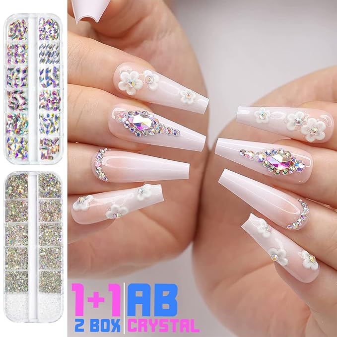 4080Pcs Crystal AB Nail Rhinestones 1.5-4mm More Quantity Glass Iridescent Flatback Gems for Nails Round Beads Stones Diamonds jewels Nail Art Charms for Nails Face Eyes Makeup Tumblers Crafts