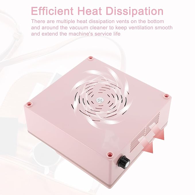 VOCOSTE Nail Dust Collector, 60W Nail Vacuum Dust Collector, Low Noise Nail Fan Dust Collector, Dust Collector Nail Tech, for Manicure Acrylic Gel Nails Polishing, Pink