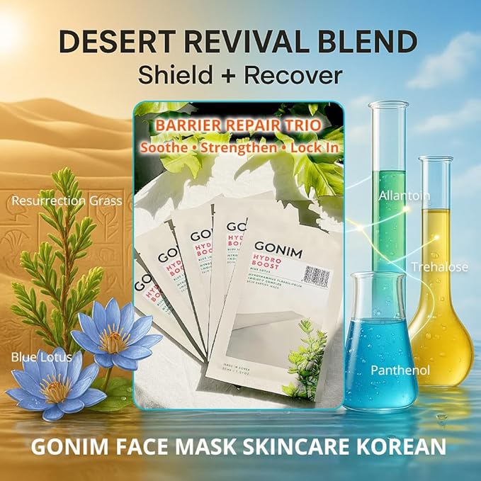 GONIM Face Mask Korean Skin Care with Hyaluronic Acid Serum & Collagen Activation, Hydrating Face Masks Skincare with Vitamin C, Moisturizing Sheet Mask for All Skin, Korean Face Mask 15 Sheets