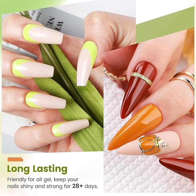 2 Bottle 10ml Gel Base Coat and Top Coat Set - No Wipe Quick Drying Long Lasting Glossy Gel Polish for Home DIY and Salon