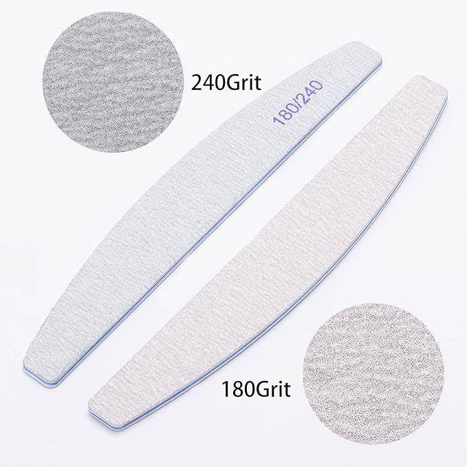 25 Pieces 180/240 Grit Nail Files for Natural Nails, Fingernail Files Double Sided Emery Boards for Nails