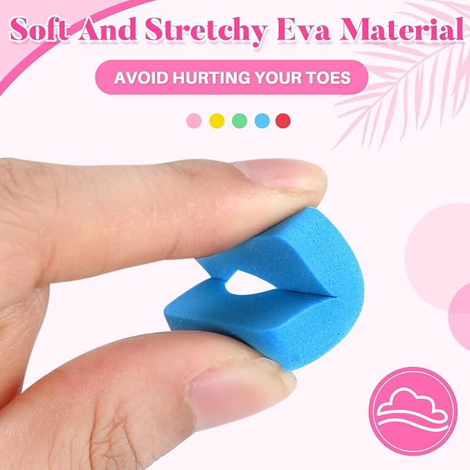 Mumufy 1000 Pcs Individual Toe Separators Bulk Soft Foam Comfortable Pedicure Toe Separators Dividers for Women Men Art Manicure Feet Nail Polish Painting Spa(Multicolor)