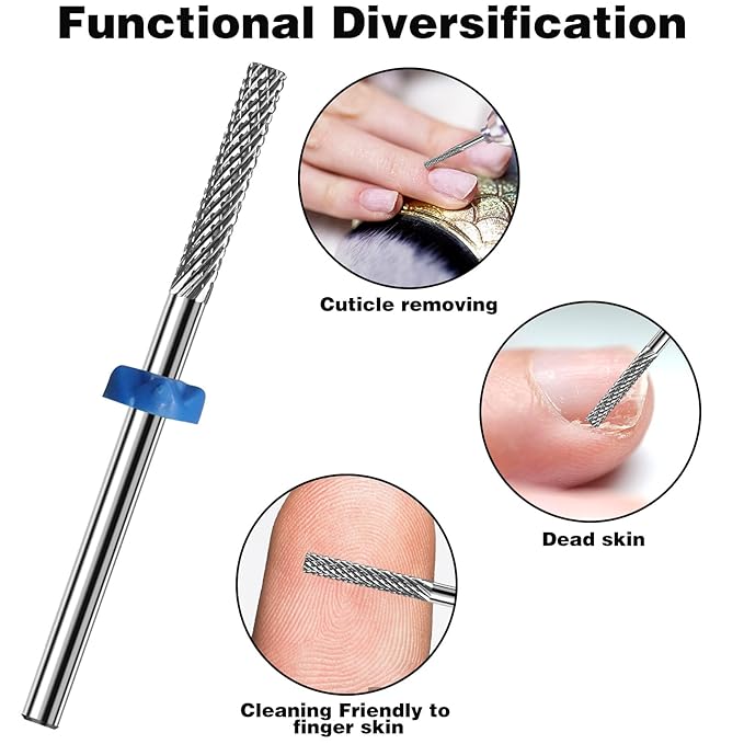 2Pcs 3/32" Carbide Nail Tungsten Drill Bits Cuticle Bit, Nail Tech Supplies Rotate Bits for Nail Drill for Dead Skin, Electric Cuticle Drill Bits for Nails Drill Bits Nail Tech Cleaning Nails(Sliver)