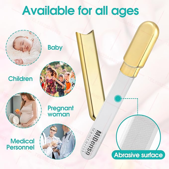 Premium Gift, Glass Nail File with Case, 2 Pack Crystal Nail Files for Natural Nails, Artificial Nails Manicure Pedicure Nail Care Kit Set, Xmas Present for Women and Man(2Pack) (Gold+Blue)