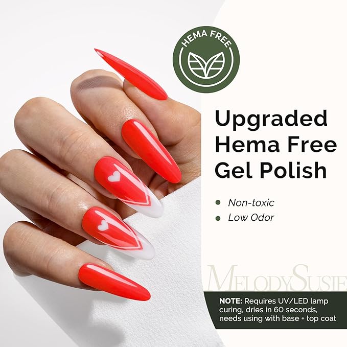MelodySusie Hema Free Gel Nail Polish, 0.5 Fl Oz Thick Light Coral Gel Polish, Non-Toxic, Long Lasting, Soak Off UV Nail Polish, Manicure Nail Design Salon DIY Nail Art at Home K1176
