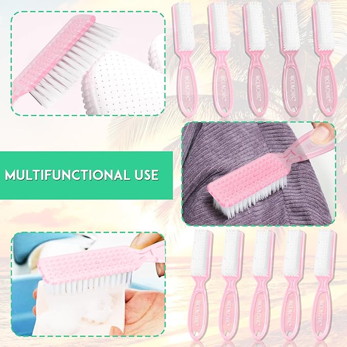 NICEMOVIC 30Pcs Bulk Nail Brush for Cleaning Fingernails, Handle Grip Nail Scrubber Brush, Hand Fingernail Cleaner Brush Manicure Tools Scrub Cleaning Brushes Use for Toe & Nail Cleaning (Clear Pink)